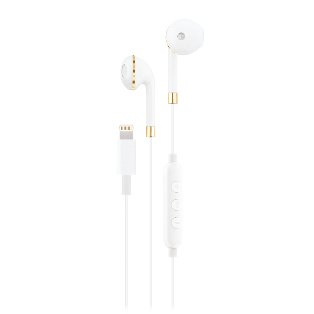 AMPD Wired Apple Lightning In Ear Headphones-White