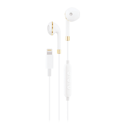 AMPD Wired Apple Lightning In Ear Headphones-White