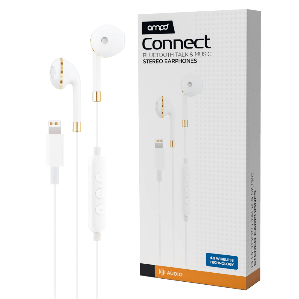 AMPD Wired Apple Lightning In Ear Headphones-White by AMPD
