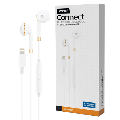 AMPD Wired Apple Lightning In Ear Headphones-White by AMPD