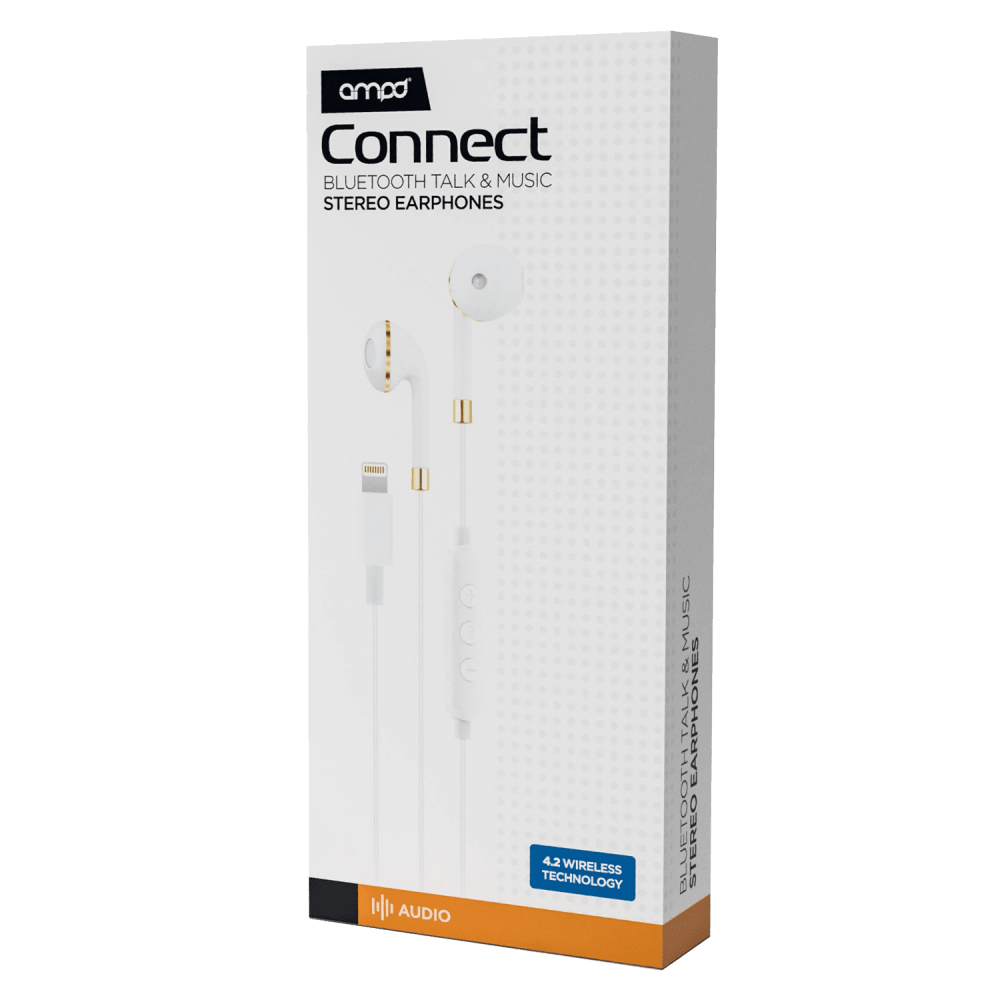 AMPD Wired Apple Lightning In Ear Headphones-White by AMPD