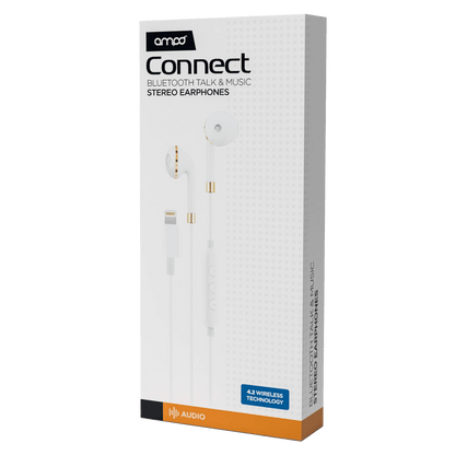 AMPD Wired Apple Lightning In Ear Headphones-White by AMPD