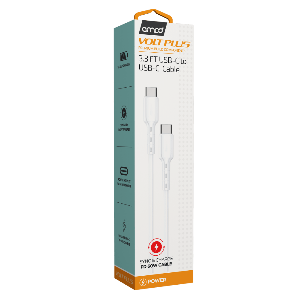 AMPD Type C to Type C USB Cable 3ft-White by AMPD