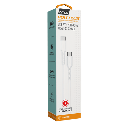 AMPD Type C to Type C USB Cable 3ft-White by AMPD