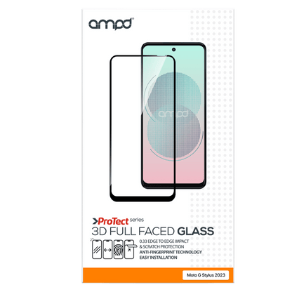 AMPD 3D Full Faced Impact Glass Screen Protector with Black Border for Motorola Moto G Stylus 5G (2023) / Moto G Stylus (2023)-Clear by AMPD