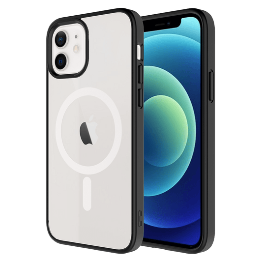 AMPD TPU / Acrylic Hard Shell MagSafe Case with Colored Bumper for Apple iPhone 12 / iPhone 12 Pro-Black by AMPD