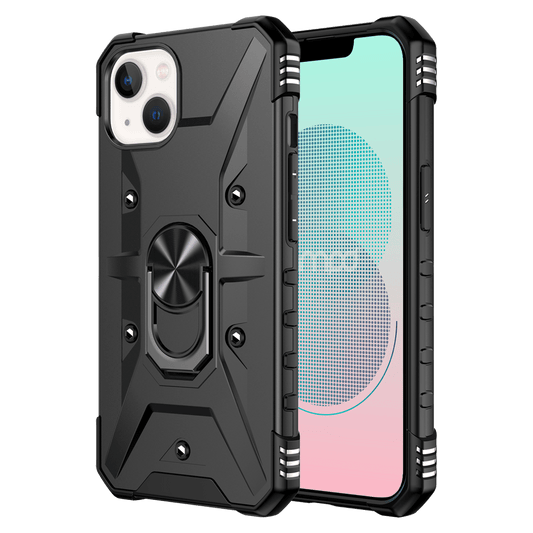 AMPD Dual Layer Robot Combo Drop Protection Case with Ring for Apple iPhone 13-Black by AMPD