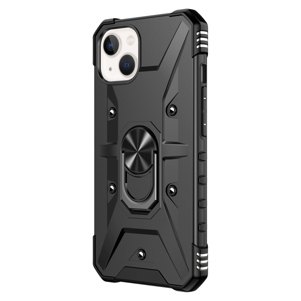 AMPD Dual Layer Robot Combo Drop Protection Case with Ring for Apple iPhone 13-Black by AMPD