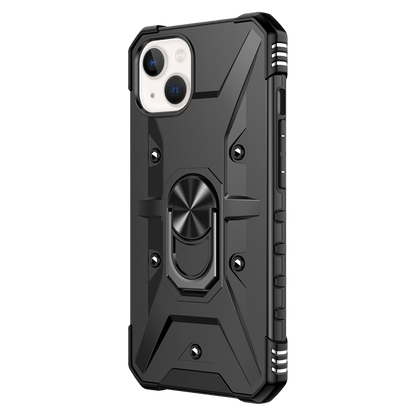 AMPD Dual Layer Robot Combo Drop Protection Case with Ring for Apple iPhone 13-Black by AMPD