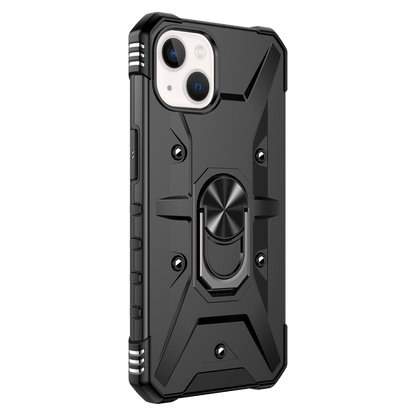 AMPD Dual Layer Robot Combo Drop Protection Case with Ring for Apple iPhone 13-Black by AMPD
