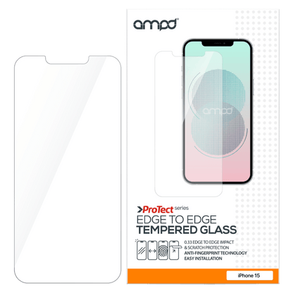 AMPD 0.33 Impact Tempered Glass Screen Protector for Apple iPhone 15 Clear by AMPD