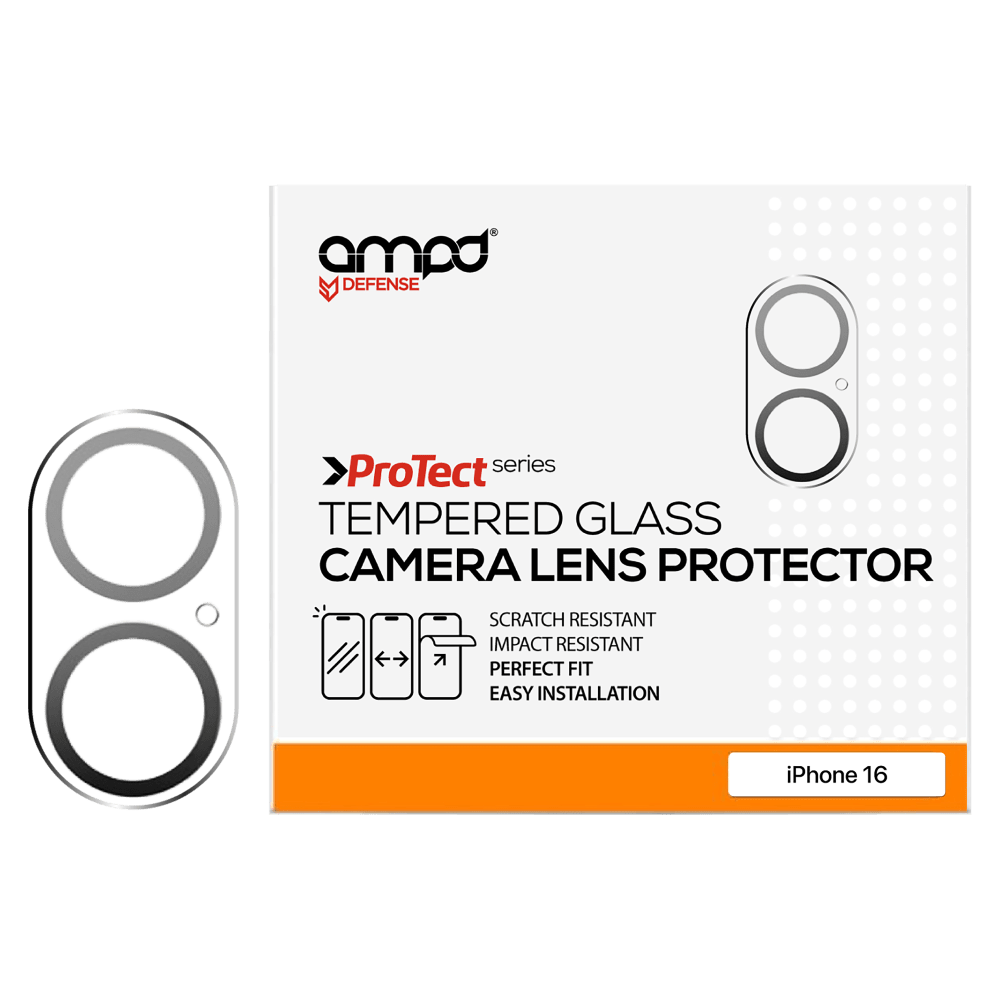 AMPD Laser Cut Rear Camera Tempered Glass Protector for Apple iPhone 16-Clear by AMPD
