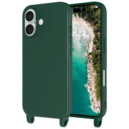 AMPD Real Feel TPU Crossbody Strap Case for Apple iPhone 16-Green