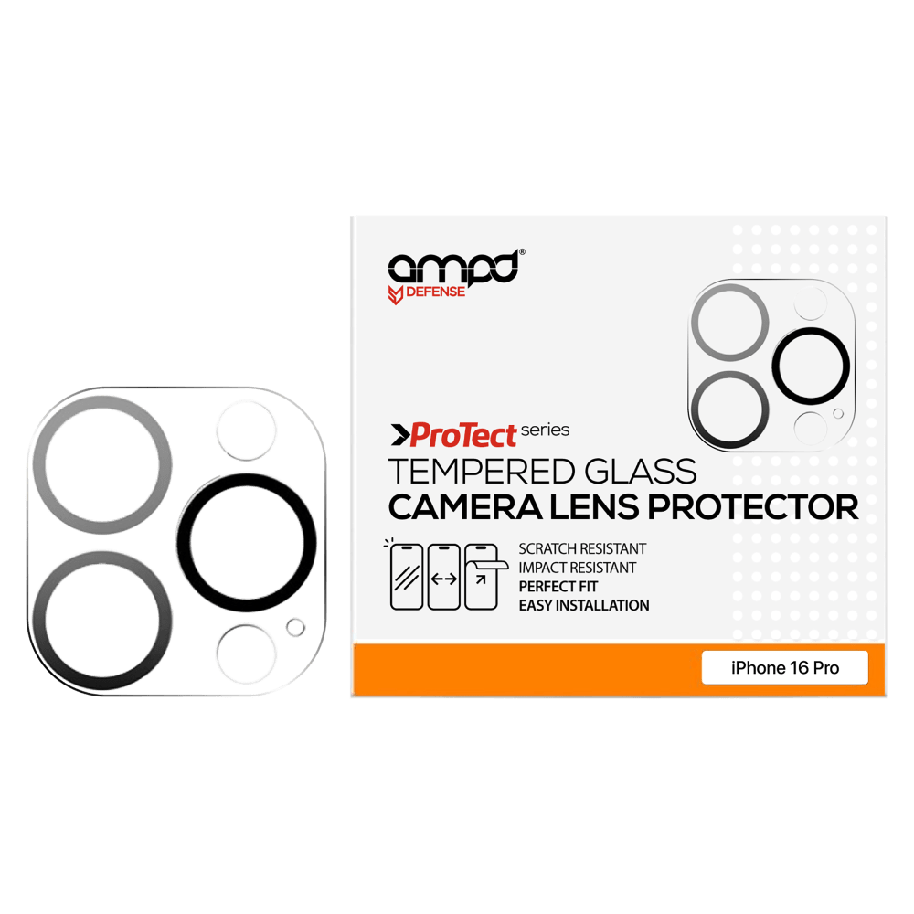 AMPD Laser Cut Rear Camera Tempered Glass Protector for Apple iPhone 16 Pro-Clear by AMPD