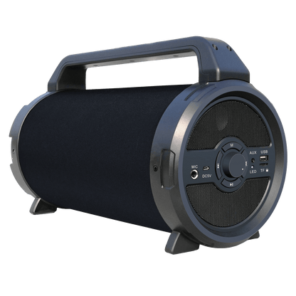 AMPD Bazooka Barrel Fabric Bluetooth Speaker with Microphone-Black by AMPD