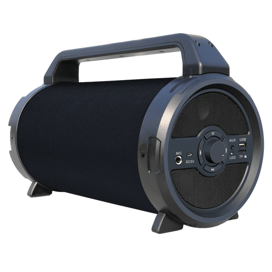 AMPD Bazooka Barrel Fabric Bluetooth Speaker with Microphone-Black by AMPD