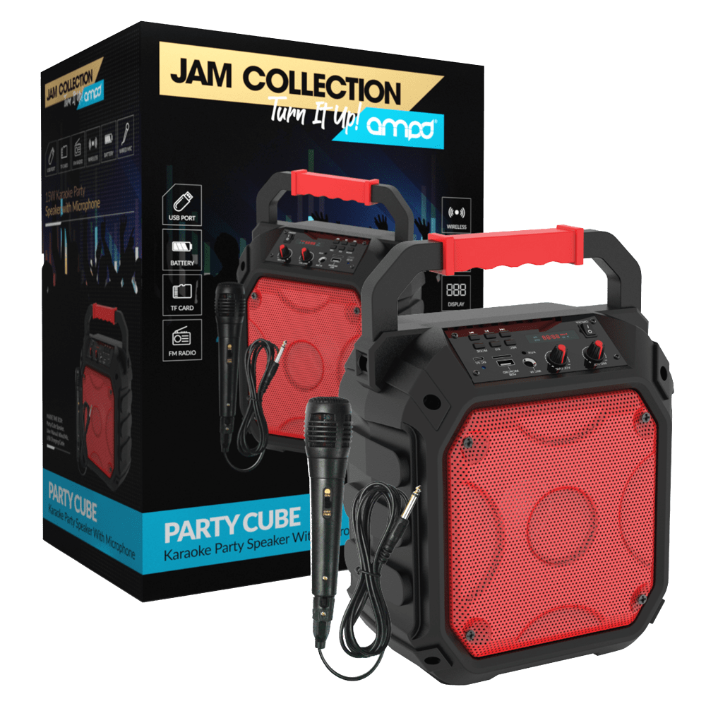 AMPD Party Cube 15W Karaoke Bluetooth Speaker-Red by AMPD