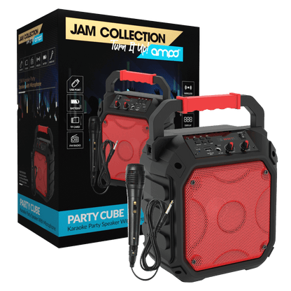 AMPD Party Cube 15W Karaoke Bluetooth Speaker-Red by AMPD