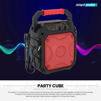 AMPD Party Cube 15W Karaoke Bluetooth Speaker-Red by AMPD