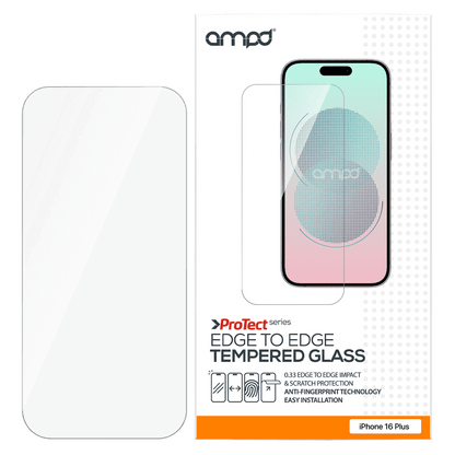 AMPD 0.33 Impact Flex Clear Tempered Glass Screen Protector for Apple iPhone 16 Plus / iPhone 15 Plus-Clear by AMPD