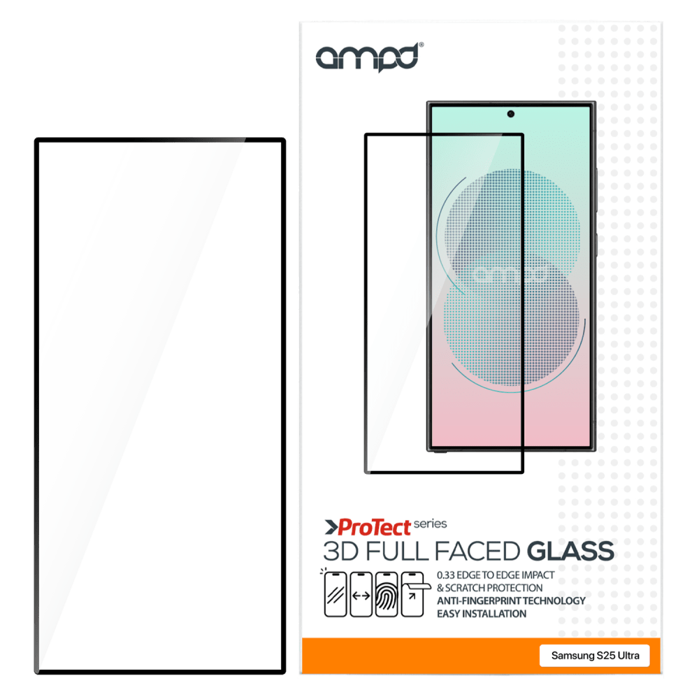 AMPD 3D Full Faced Impact Flex Glass Screen Protector for Samsung Galaxy S 2025 Large-Clear by AMPD