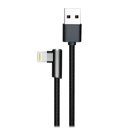 AMPD 90 Degree Gamer USB A to Apple Lightning Cable-Black by AMPD