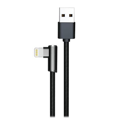 AMPD 90 Degree Gamer USB A to Apple Lightning Cable-Black