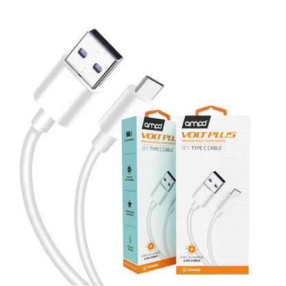 AMPD Volt Plus Premium USB A to Type C Data Cable 5ft