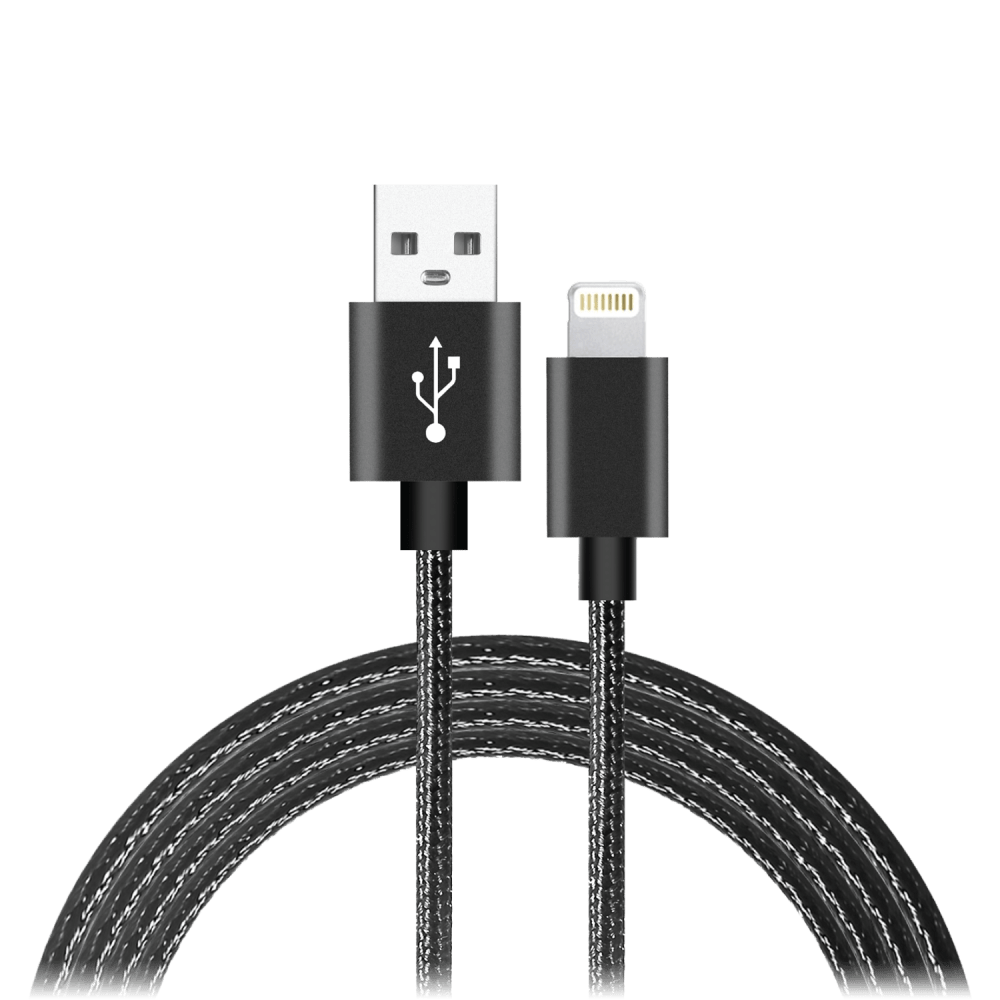 AMPD Volt Plus USB A to Apple Lightning Braided Cable 6ft-Black