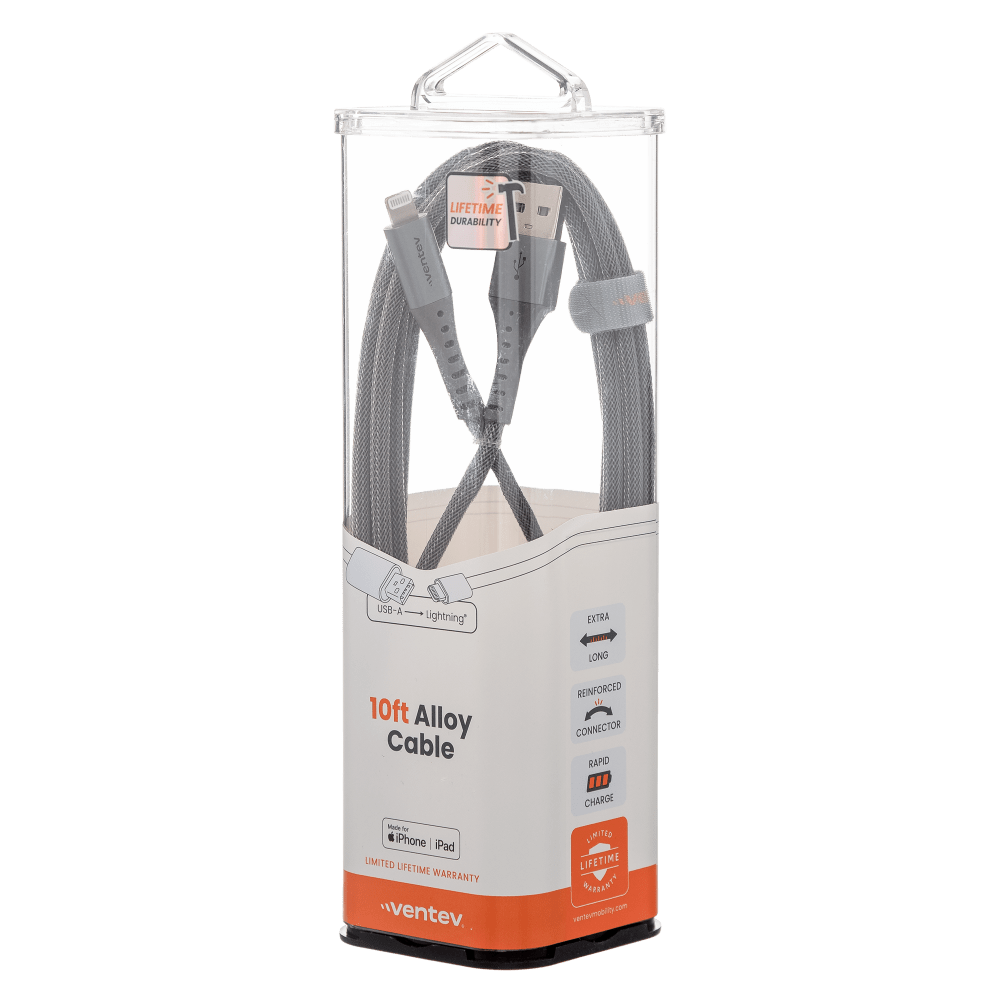 Ventev Alloy USB A to Apple Lighting High Speed Ultradurable 10 Foot Cable-- by Ventev