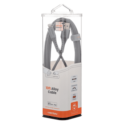 Ventev Alloy USB A to Apple Lighting High Speed Ultradurable 10 Foot Cable-- by Ventev
