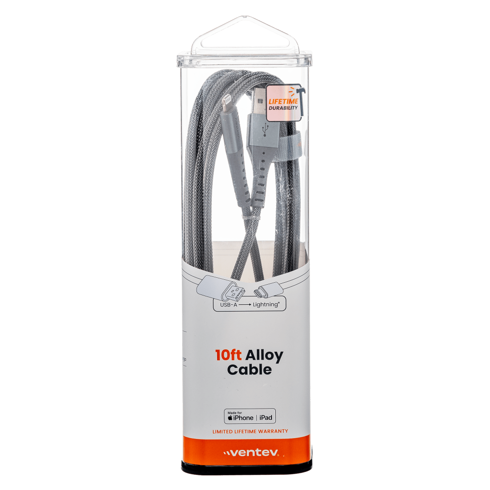 Ventev Alloy USB A to Apple Lighting High Speed Ultradurable 10 Foot Cable-- by Ventev
