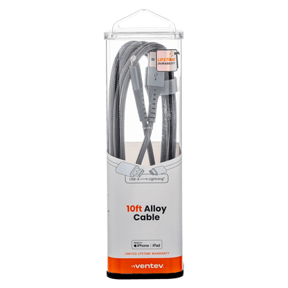 Ventev Alloy USB A to Apple Lighting High Speed Ultradurable 10 Foot Cable-- by Ventev