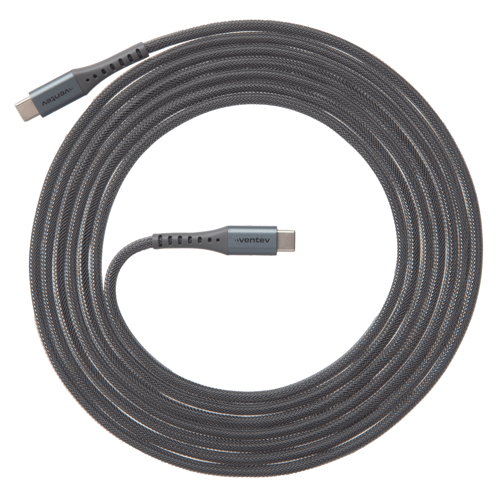 Ventev Alloy USB C to USB C High Speed Ultradurable 10 Foot Cable-Silver