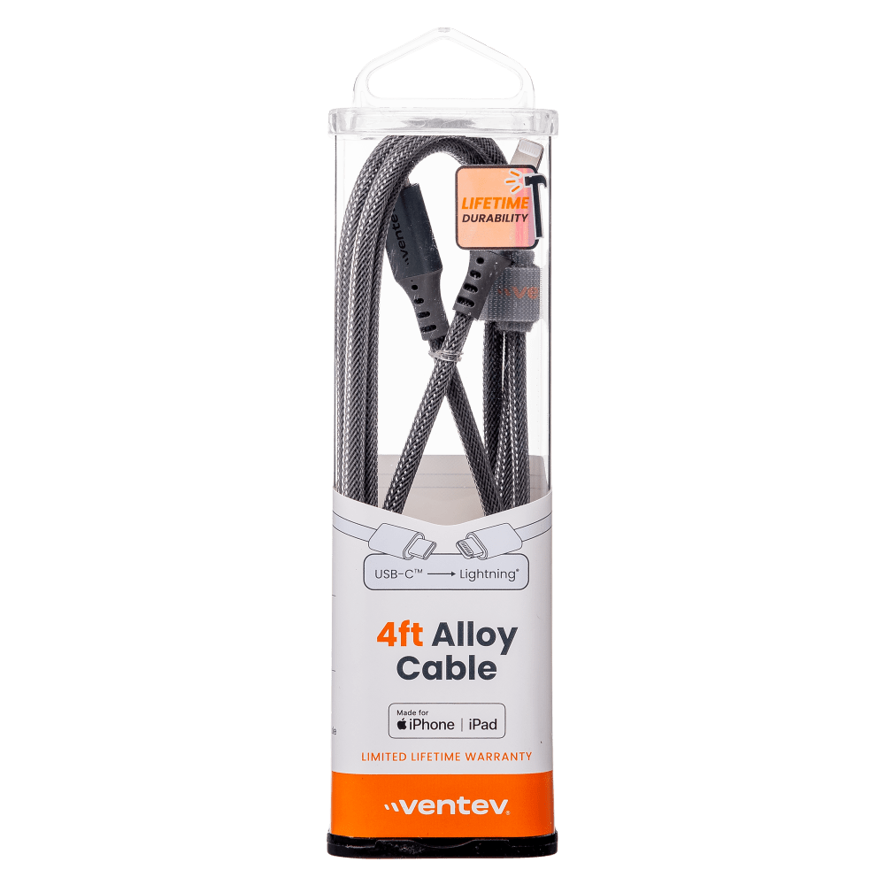 Ventev Alloy USB C to Apple Lightning High Speed Ultradurable 4 Foot Cable-- by Ventev