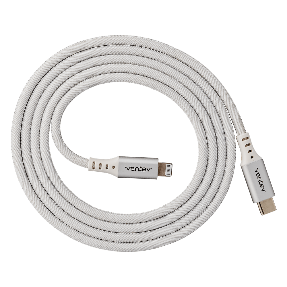 Ventev Alloy USB C to Apple Lightning High Speed Ultradurable 4 Foot Cable-White