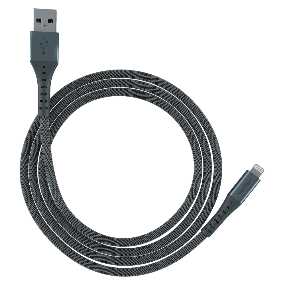 Ventev Alloy USB A to Apple Lighting High Speed Ultradurable 10 Foot Cable-Gray