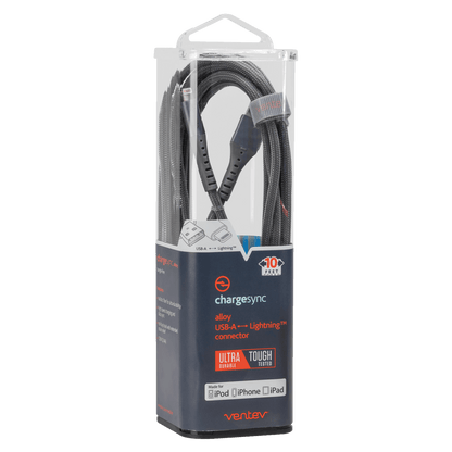 Ventev Alloy USB A to Apple Lighting High Speed Ultradurable 10 Foot Cable-- by Ventev