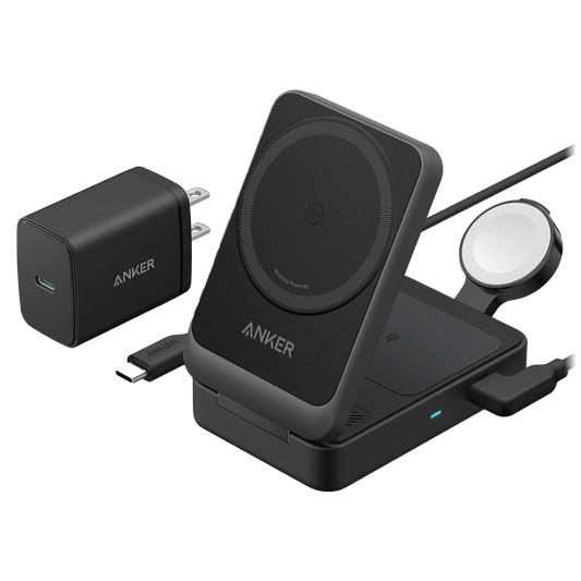 Anker Qi2 15W 3 in 1 Foldable Wireless Charging Station with 40W Charger