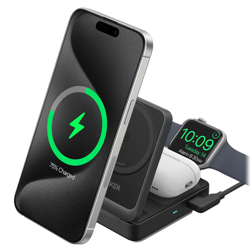 Anker Qi2 15W 3 in 1 Foldable Wireless Charging Station with 40W Charger by Anker