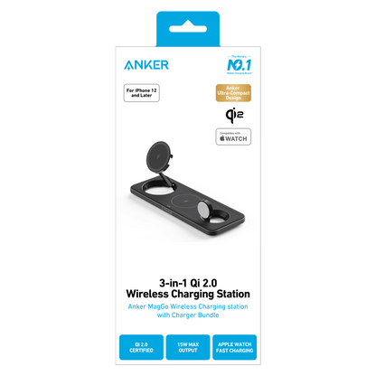 Anker Qi2 15W 3 in 1 MagGo Wireless Charging Station with 40W Charger by Anker