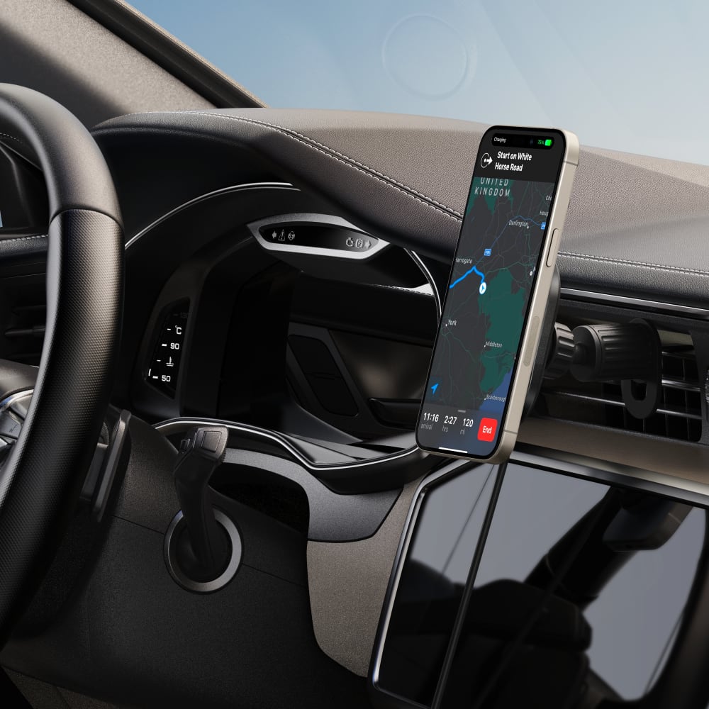 Anker Qi2 15W Sliding Vent Car Mount Charger with 25W Car Charger-Black by Anker