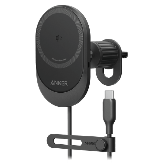 Anker Qi2 15W Sliding Vent Car Mount Charger with 25W Car Charger-Black by Anker