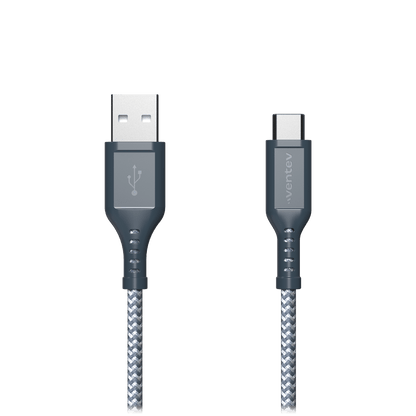 Ventev Braided USB A to USB C High Speed 6 Foot Cable-Gray