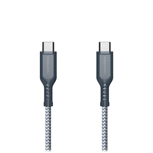Ventev Braided USB C to USB C High Speed 6 Foot Cable-Gray by Ventev