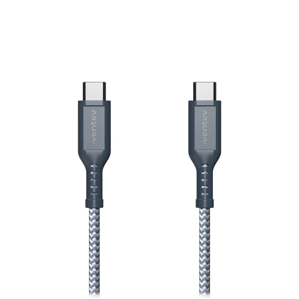 Ventev Braided USB C to USB C High Speed 6 Foot Cable-Gray