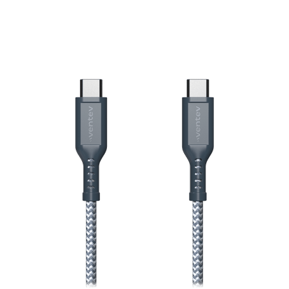 Ventev Braided USB C to USB C High Speed 6 Foot Cable-Gray