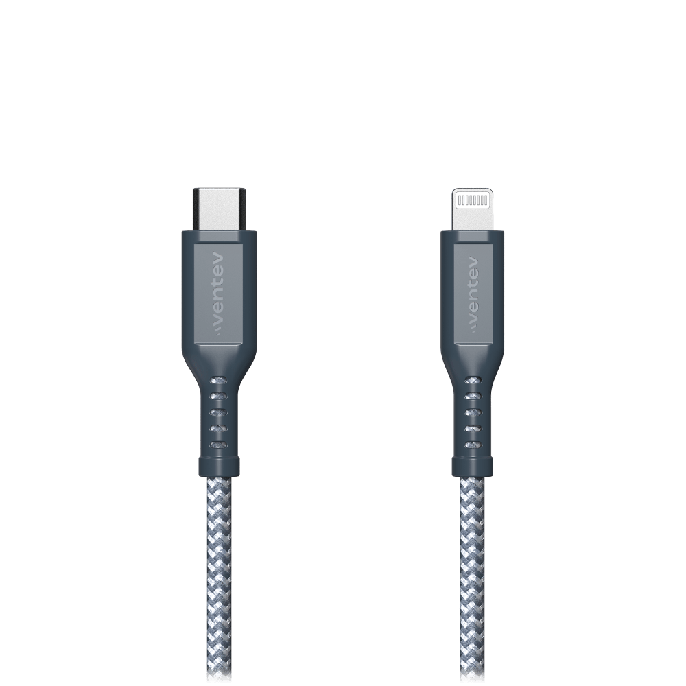Ventev Braided USB C to Apple Lightning High Speed 6 Foot Cable-Gray by Ventev