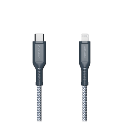 Ventev Braided USB C to Apple Lightning High Speed 6 Foot Cable-Gray by Ventev