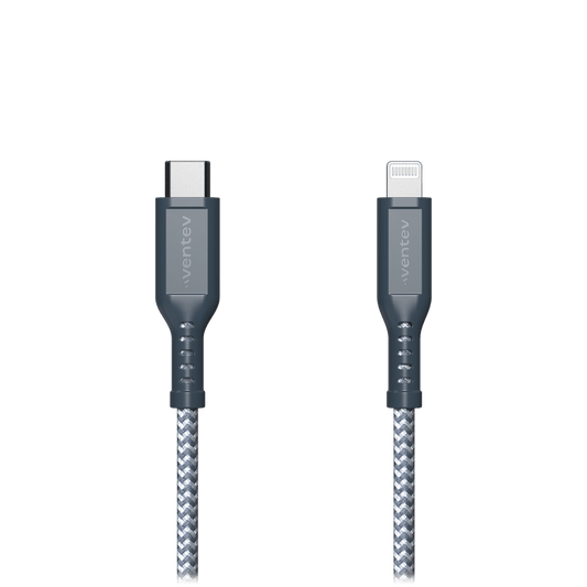 Ventev Braided USB C to Apple Lightning High Speed 6 Foot Cable-Gray by Ventev